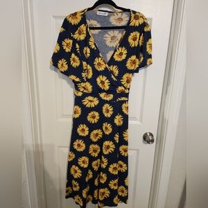 Kissmay Women's Plus size 16 sunflower floral dress summer
